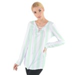 Vertical Stripes - White and Pale Green Women s Tie Up Tee