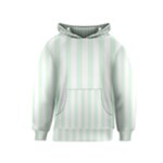 Vertical Stripes - White and Pale Green Kid s Pullover Hoodie