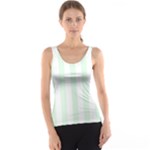 Vertical Stripes - White and Pale Green Tank Top