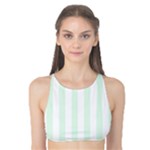 Vertical Stripes - White and Pale Green Tank Bikini Top