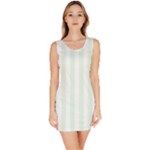 Vertical Stripes - White and Pale Green Bodycon Dress
