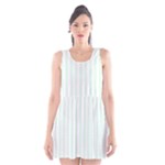 Vertical Stripes - White and Pale Green Scoop Neck Skater Dress