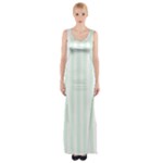 Vertical Stripes - White and Pale Green Maxi Thigh Split Dress