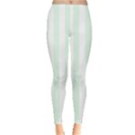 Vertical Stripes - White and Pale Green Women s Leggings