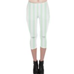 Vertical Stripes - White and Pale Green Capri Leggings