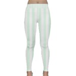 Vertical Stripes - White and Pale Green Yoga Leggings