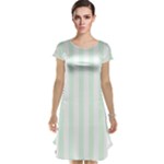Vertical Stripes - White and Pale Green Cap Sleeve Nightdress