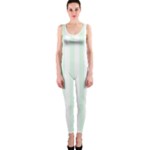 Vertical Stripes - White and Pale Green OnePiece Catsuit