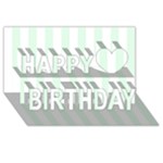 Vertical Stripes - White and Pale Green Happy Birthday 3D Greeting Card (8x4)