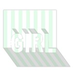 Vertical Stripes - White and Pale Green GIRL 3D Greeting Card (7x5)