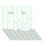 Vertical Stripes - White and Pale Green LOVE 3D Greeting Card (7x5)
