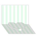 Vertical Stripes - White and Pale Green Heart Bottom 3D Greeting Card (7x5)