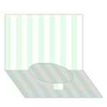 Vertical Stripes - White and Pale Green Circle Bottom 3D Greeting Card (7x5)