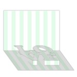 Vertical Stripes - White and Pale Green LOVE Bottom 3D Greeting Card (7x5)