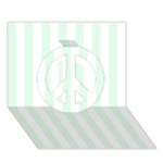 Vertical Stripes - White and Pale Green Peace Sign 3D Greeting Card (7x5)