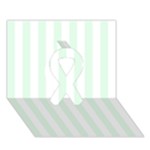 Vertical Stripes - White and Pale Green Ribbon 3D Greeting Card (7x5)