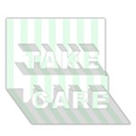 Vertical Stripes - White and Pale Green TAKE CARE 3D Greeting Card (7x5)