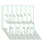 Vertical Stripes - White and Pale Green You Rock 3D Greeting Card (7x5)