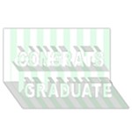 Vertical Stripes - White and Pale Green Congrats Graduate 3D Greeting Card (8x4)