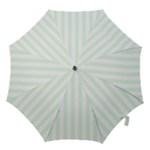 Vertical Stripes - White and Pale Green Hook Handle Umbrella (Large)