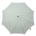 Vertical Stripes - White and Pale Green Hook Handle Umbrella (Small)