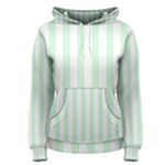 Vertical Stripes - White and Pastel Green Women s Pullover Hoodie