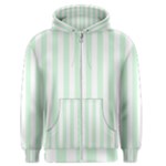 Vertical Stripes - White and Pastel Green Men s Zipper Hoodie