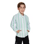 Vertical Stripes - White and Pastel Green Wind Breaker (Kids)