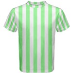 Vertical Stripes - White and Light Green Men s Cotton Tee