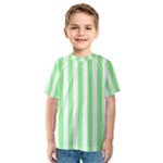 Vertical Stripes - White and Light Green Kid s Sport Mesh Tee