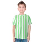 Vertical Stripes - White and Light Green Kid s Cotton Tee
