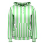 Vertical Stripes - White and Light Green Women s Pullover Hoodie