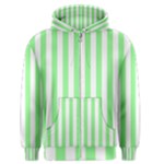 Vertical Stripes - White and Light Green Men s Zipper Hoodie