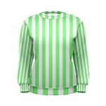 Vertical Stripes - White and Light Green Women s Sweatshirt