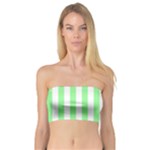 Vertical Stripes - White and Light Green Bandeau Top