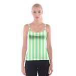 Vertical Stripes - White and Light Green Spaghetti Strap Top
