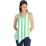 Vertical Stripes - White and Light Green Sleeveless Tunic