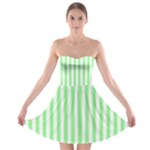 Vertical Stripes - White and Light Green Strapless Bra Top Dress