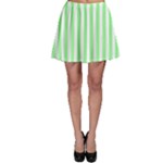 Vertical Stripes - White and Light Green Skater Skirt
