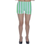Vertical Stripes - White and Light Green Skinny Shorts