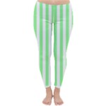 Vertical Stripes - White and Light Green Winter Leggings