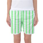 Vertical Stripes - White and Light Green Women s Basketball Shorts