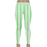 Vertical Stripes - White and Light Green Yoga Leggings