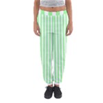 Vertical Stripes - White and Light Green Women s Jogger Sweatpants
