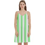 Vertical Stripes - White and Light Green Women s Reversible Sports Bra with Border