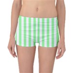 Vertical Stripes - White and Light Green Reversible Boyleg Bikini Bottoms