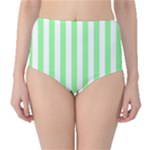Vertical Stripes - White and Light Green High-Waist Bikini Bottoms