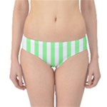 Vertical Stripes - White and Light Green Hipster Bikini Bottoms