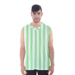 Vertical Stripes - White and Light Green Men s Basketball Tank Top