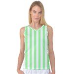 Vertical Stripes - White and Light Green Women s Basketball Tank Top